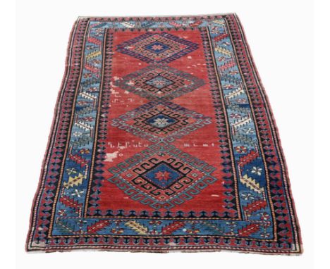 Antique Caucasian RugSize: 77 x 43 in. (6'5" x 3'7") - Provenance: this item comes from the private collection of Lou A. and 