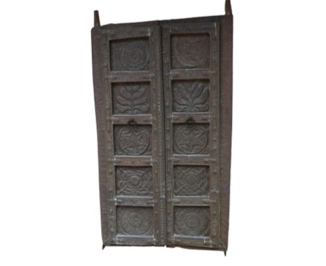 Early Antique Large Tibetan Granary Door.Dimensions: 68 x 38 in.- This item is currently being stored offsite at the estate (