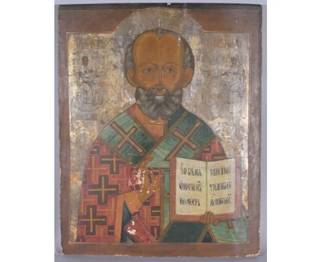 19th C. Russian Icon.  Oil/Tempera on board.  Size:  16.5 x 13 in.- Provenance: this item comes from the private collection o