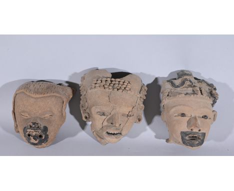 (3) Pre-Columbian Veracruz Pottery HeadsApprox. Heights: 7 in.  - Provenance: this item comes from the private collection of 