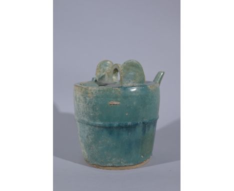 Chinese Green Glazed Shiwan Pottery Well BucketHeight: 9 in.  - Provenance: this item comes from the private collection of Lo