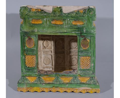 Chinese Ming Dynasty Sancai Glazed Pottery Tomb Shrine.Dimensions: 15 x 13 in.  - Provenance: this item comes from the privat