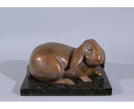 Darlis Lamb (American, B. 1938)"Butterscotch"Bronze sculpture of a rabbit. Signed, dated, and numbered (14/25) on lower rear.