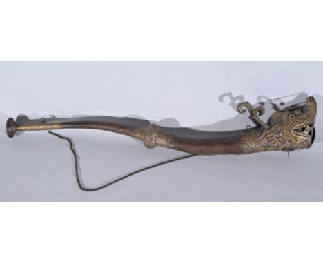 Vintage Tibetan Buddhist Ceremonial Dragon  Horn. Tibetan Buddhist ceremonial dragon  gyaling kangling horn  Length: 20 in.- 