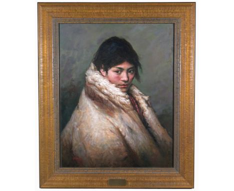 Li Zhang (China, Born 1958)"Tibetan Girl"Original oil on canvas painting.  Signed lower left.Sight Size: 20 x 16 in.Overall F
