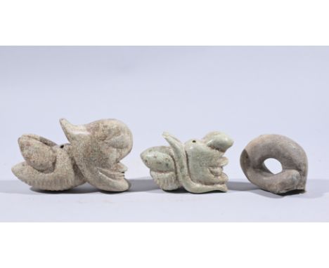 (3) Early Antique Stone Effigy CarvingsDimensions (L-R): 3.75 x 5 / 3 x 4 / 3 x 2.75 in.  - Provenance: this item comes from 