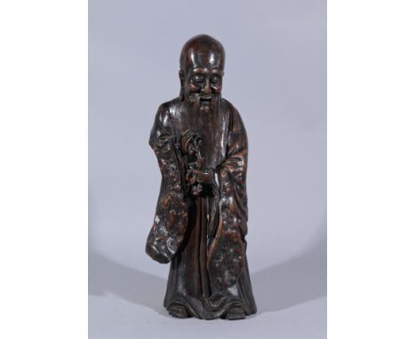 Chinese Carved Exotic Wood Sculpture of Sholao.Height: 18.75 in.  - Provenance: this item comes from the private collection o