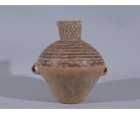 Chinese Neolithic Pottery JarHeight: 13 in.  - Provenance: this item comes from the private collection of Lou A. and Barbara 