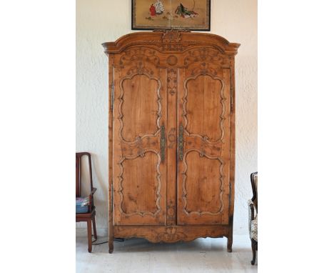 Antique French Louis XV Armoire.Dimensions: 93 x 54 x 21 in.- This item is currently being stored offsite at the estate (Jack