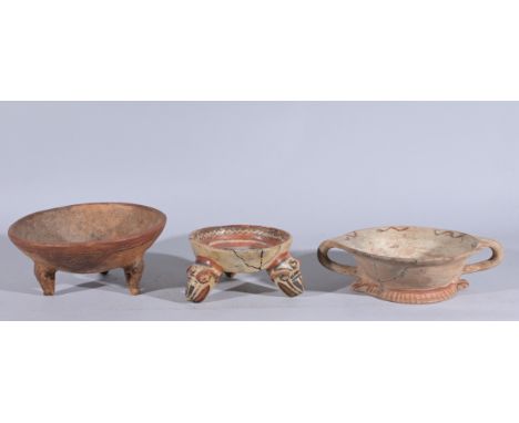 A trio of footed bowls form Costa Rica, ca. 1200 – 1500 AD. The first two are nicely painted Nicoya examples standing on zoom