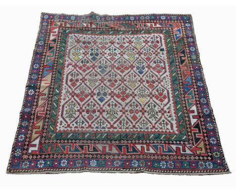 Antique Caucasian DagestanSize: 57 x 45 in. (4'9" x 3'9") - Provenance: this item comes from the private collection of Lou A.