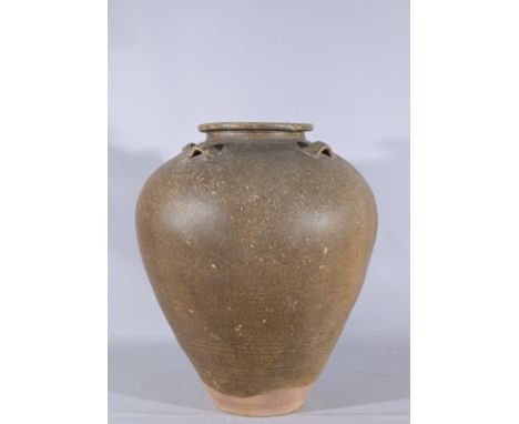 Large Chinese Song Dynasty Glazed Terracotta  Jar.  Height: 21 in.- Provenance: this item comes from the private collection o
