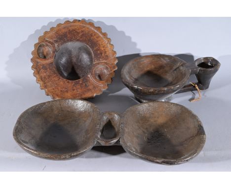 (3) Antique Ifugao Wooden Food Vessels.- Provenance: this item comes from the private collection of Lou A. and Barbara B. Pri