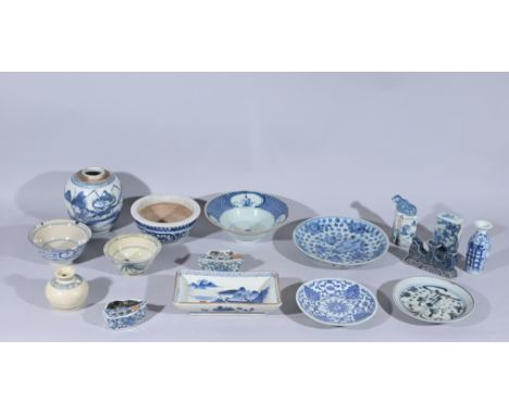 (16) Assorted Chinese Blue &amp; White Porcelain Items  - Provenance: this item comes from the private collection of Lou A. a