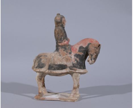 Chinese Polychromed Terracotta Horse Sculpture.  Age-Unknown.Height: 10.75 in.  - Provenance: this item comes from the privat