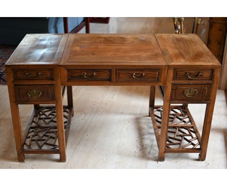 Chinese Hardwood Writing Desk.Dimensions: 32 x 58 x 29 in.- This item is currently being stored offsite at the estate (Jackso