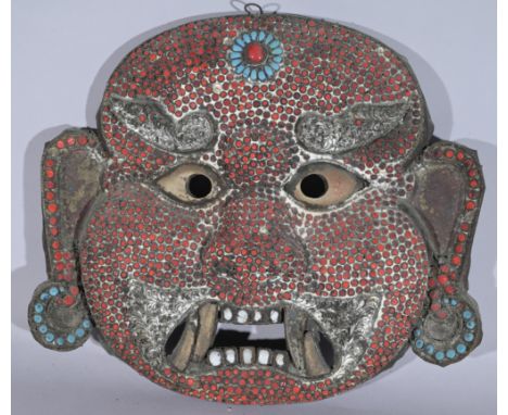 Antique Tibetan Mahakala Mask.  Height: 11 in. Width:   13 in.- Provenance: this item comes from the private collection of Lo