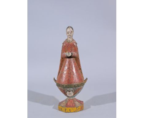 Early Antique Spanish Santos of the Virgin Mary.  National Museum of the Philippines Manila label on base.Height: 12.5 in.  -
