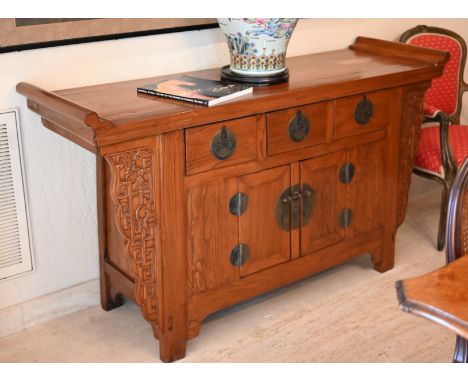 Chinese Liansanchu Altar Cabinet.Dimensions: 33 x 61 x 18 in.- This item is currently being stored offsite at the estate (Jac