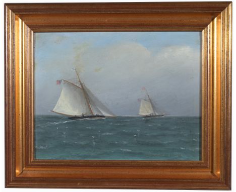 19th C. European School Nautical Scene.  Appears to be unsigned, has not been examined out of frame.Sight Size: 9 x 11 in.Ove