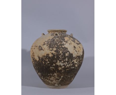 Early Antique Chinese Pottery Storage JarHeight: 16 in.  - Provenance: this item comes from the private collection of Lou A. 
