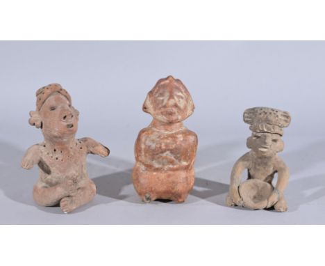 (3) Pre-Columbian figuresTallest Height: 7 in.  - Provenance: this item comes from the private collection of Lou A. and Barba