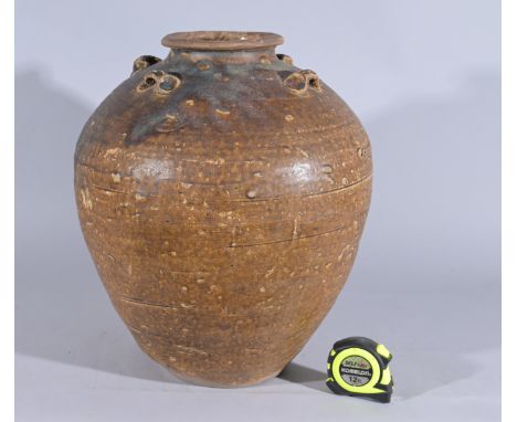 Large Song Dynasty Chinese Martaban Glazed VesselHeight: 17 in.  - Provenance: this item comes from the private collection of