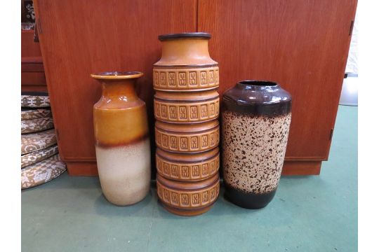 Three West German Floor Vases In Brown And Treacle Glazes 517