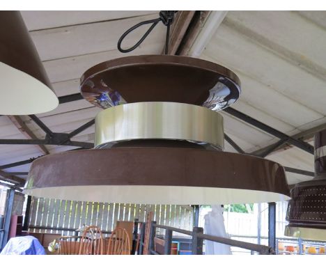 A Nordisk Solar Co. brown and brassed metal ceiling pendant light 