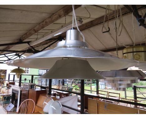 A Danish aluminium three tiered ceiling light 