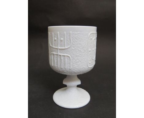 A 1960's white pressed glass goblet 