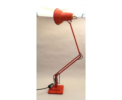 A red anglepoise desk lamp, No.1227 two tiered base 