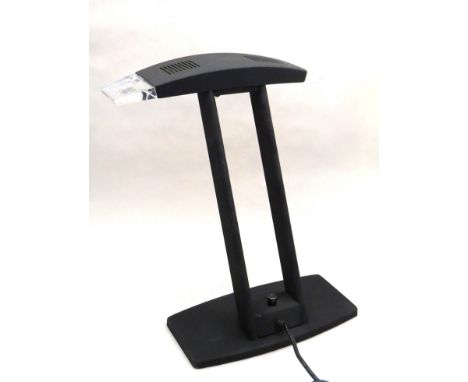 A black metal twin arm desk lamp with lucite trimming 