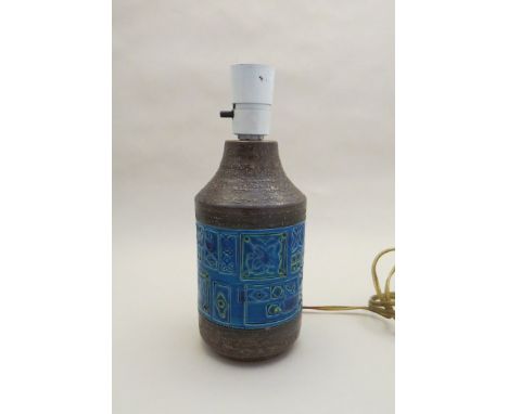A Bitossi Italian ceramic lamp base, blue and brown