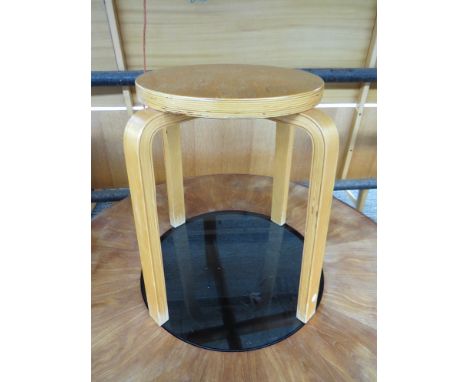 Birch Alvar Aalto style laminated wood stool 