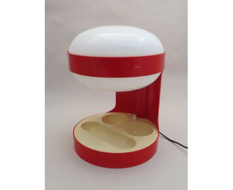 A Joe Columbo KD29 desk light in red and white plastic, a/f