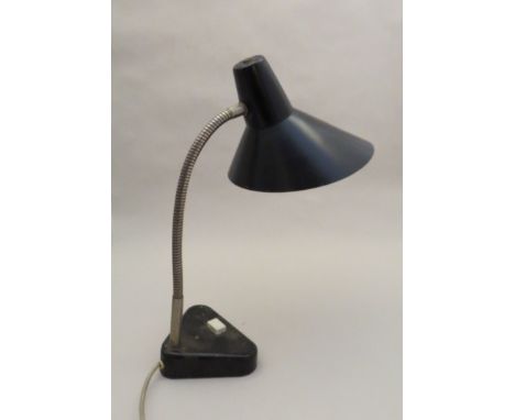 A 1930's flexible desk lamp in black 