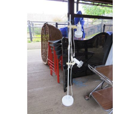 A white twin spot standard lamp 