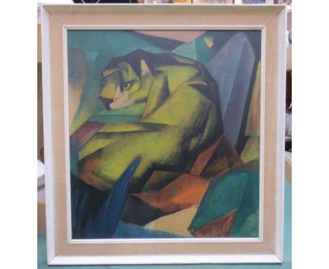 A large framed print "Tiger" after Franz Marc 75cm x 69cm