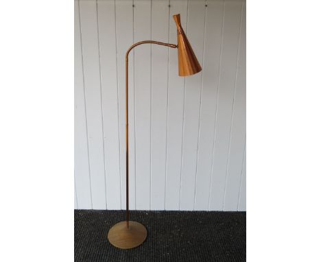 G.A. Scott for Maclamp Co., 1950's standard lamp with copper finish adjustable shade 