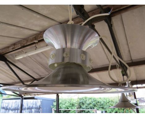 A Danish aluminium flared three tiered ceiling light 