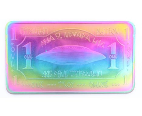 1oz refined iridescent Titanium element bar. UK P&amp;P Group 0 (£6+VAT for the first lot and £1+VAT for subsequent lots) 
