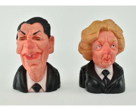 Spitting Image - two vintage rubber squeaky dog toys of politicians produced for the British comedy series Spitting Image. De