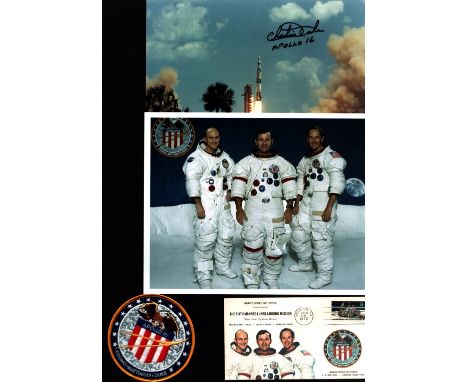 Space. Apollo XVI Collection. Charlie Duke Signed 10 x 8 inch colour photo. 10 x 8 inch colour photo showing Mattingly Young 