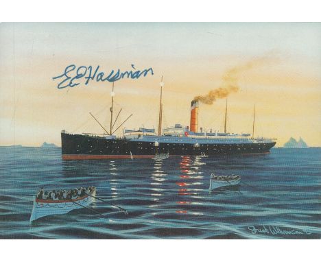 Edith Haisman signed Titanic colour limited edition postcard. PM Bahamas First Day of Issue 2.4.96. Good condition. All autog