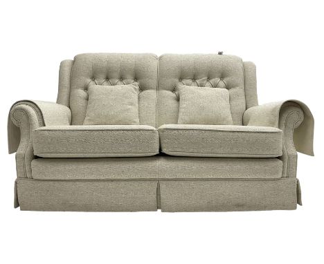 Vale Bridgecraft Furniture - 'Amalfi' two-seat sofa upholstered in beige fabricDimensions: Height:&nbsp;99cm&nbsp; Length/Wid