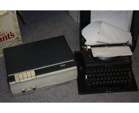 AN IMPERIAL MODEL T TYPEWRITER TOGETHER A REEL TO REEL ETC