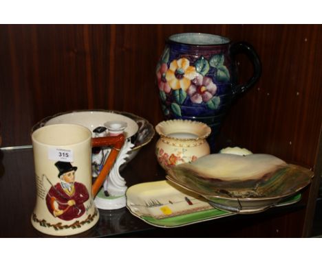 A COLLECTION OF ASSORTED CERAMICS TO INCLUDE A ROYAL CAULDON FLORAL JUG, ROYAL WORCESTER BLUSH IVORY VASE, NORITAKE BOWL ETC.