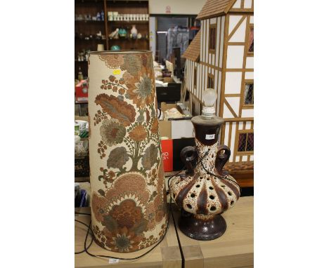 A LARGE RETRO W. GERMAN LAMP WITH ORIGINAL SHADE
