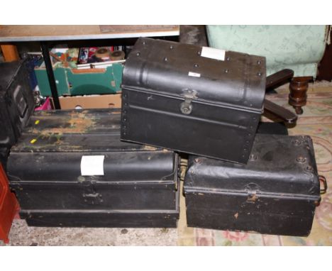 THREE VINTAGE TIN TRUNKS
